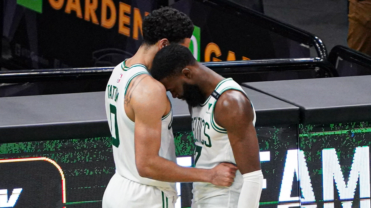 Boston Celtics forward Jayson Tatum and guard Jaylen Brown