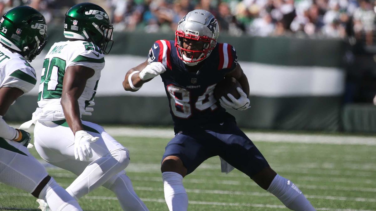 New York Jets safety Marcus Maye and New England Patriots wide receiver Kendrick Bourne
