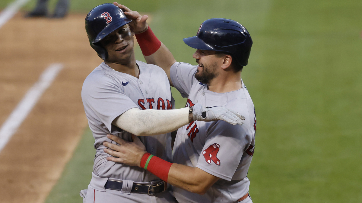 Boston Red Sox third baseman Rafael Devers and outfielder Kyle Schwarber