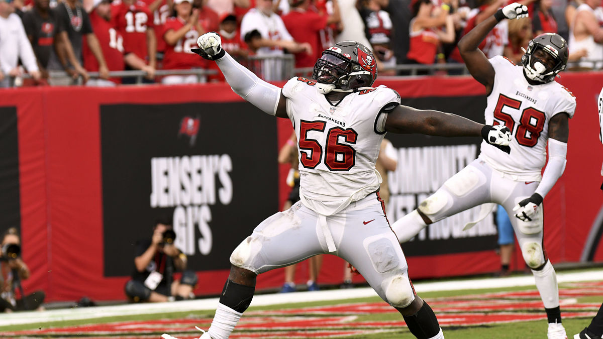 Tampa Bay Buccaneers defensive lineman Rakeem Nunez-Roches and linebacker Shaquil Barrett