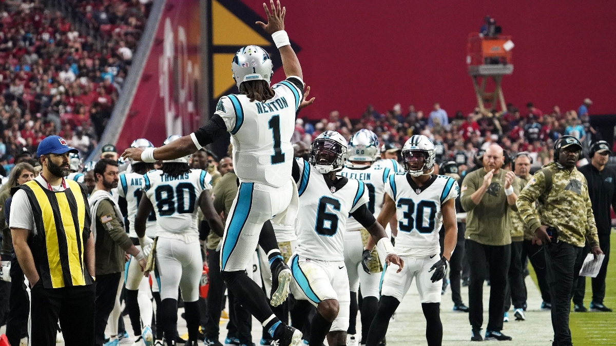 Carolina Panthers quarterbacks Cam Newton (1) and P.J. Walker (6)