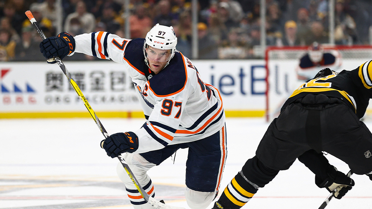 Edmonton Oilers center Connor McDavid and Boston Bruins center Tomas Nosek