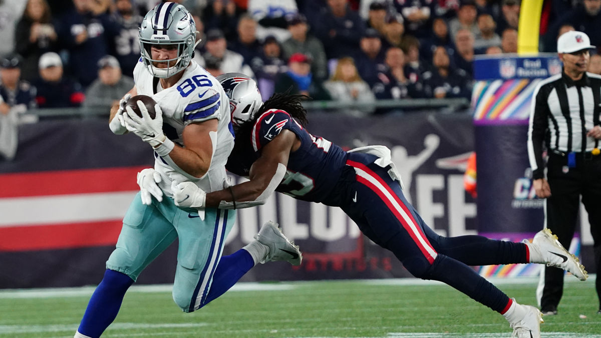 Dallas Cowboys tight end Dalton Schultz and New England Patriots safety Kyle Dugger