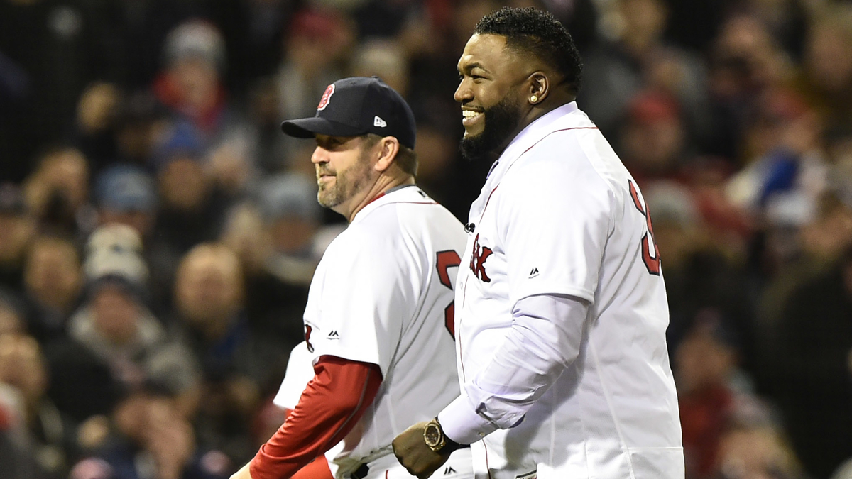 Boston Red Sox legends Jason Varitek, David Ortiz