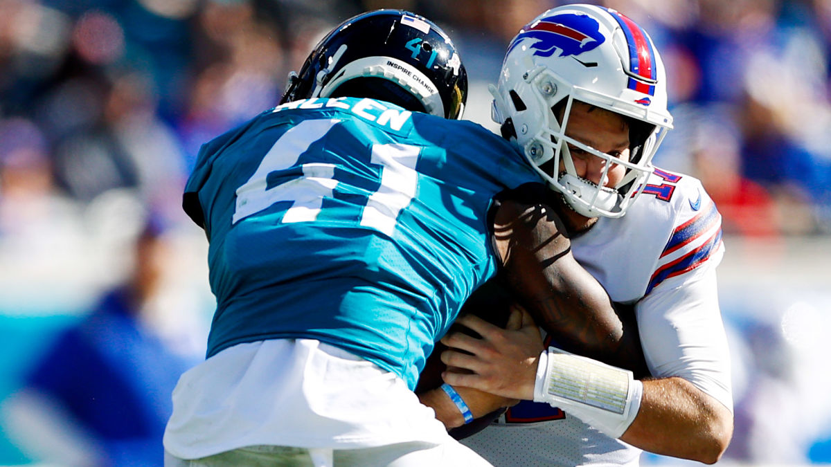 Jacksonville Jaguars linebacker Josh Allen and Buffalo Bills quarterback Josh Allen