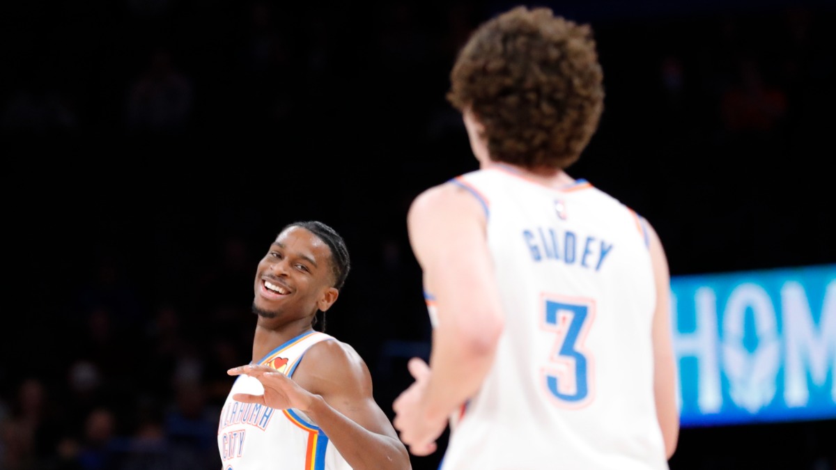 Oklahoma City Thunder guards Josh Giddey, Shai Gilgeous-Alexander