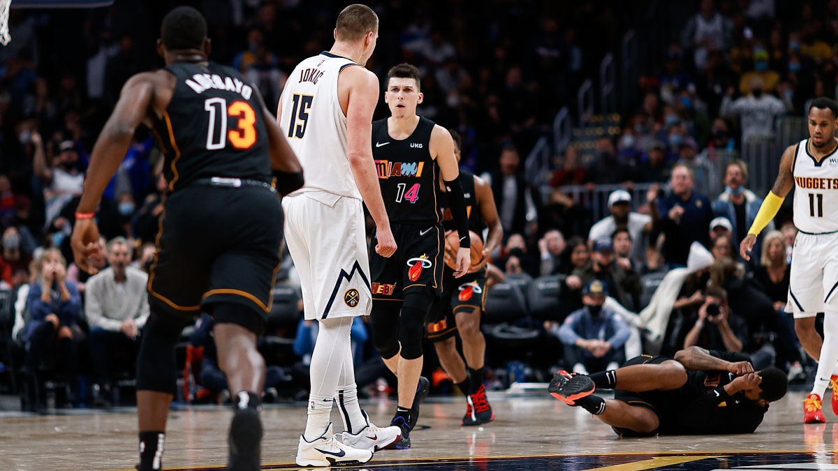 Denver Nuggets center Nikola Jokic and Miami Heat forward Markieff Morris