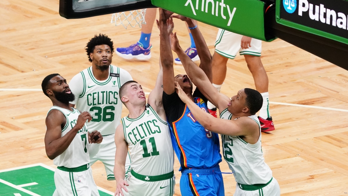 Boston Celtics guard Payton Pritchard (11) and Boston Celtics forward Grant Williams (12)