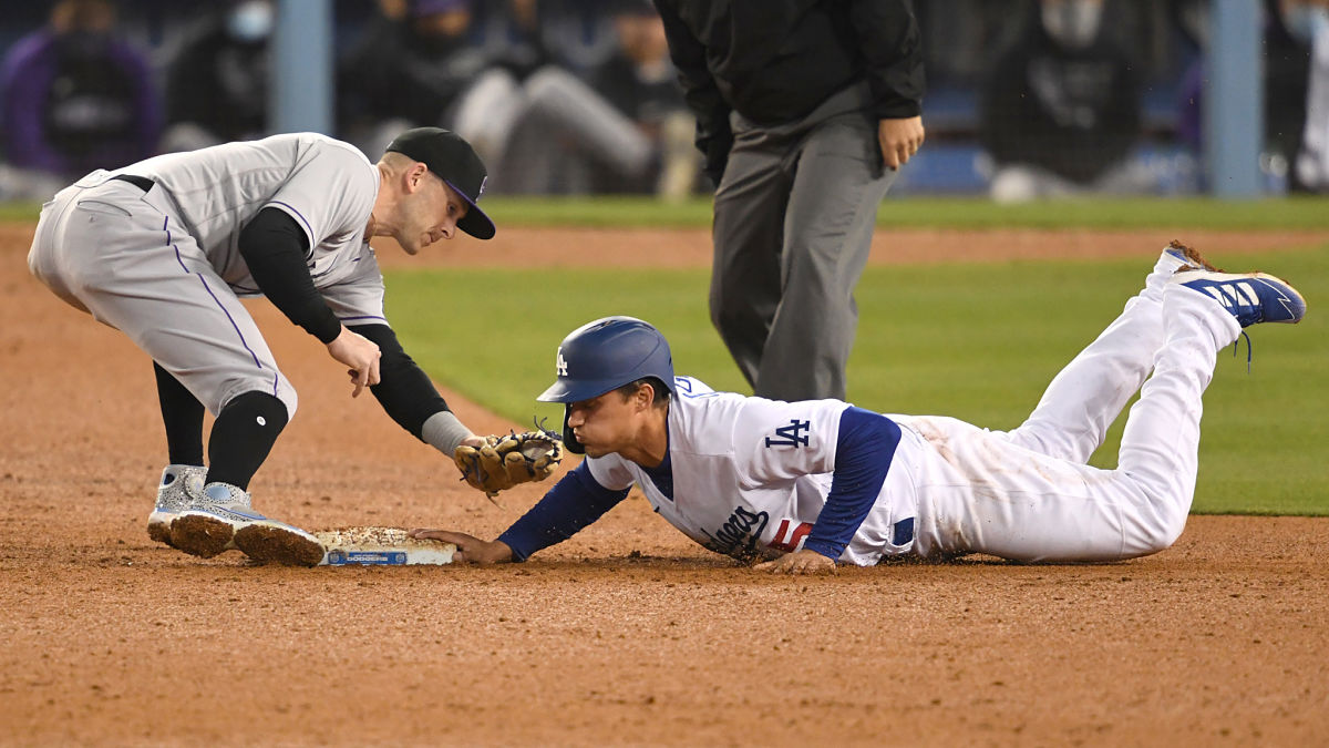 Colorado Rockies shortstop Trevor Story, Los Angeles Dodgers shortstop Corey Seager