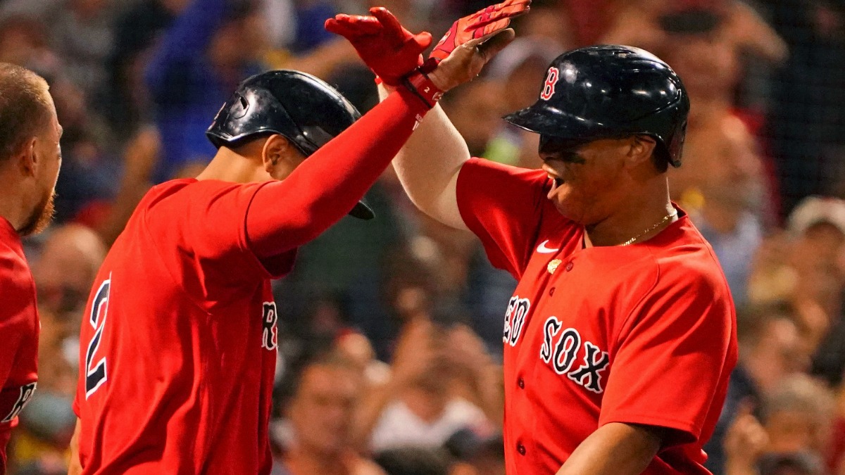 Boston Red Sox third baseman Rafael Devers, shortstop Xander Bogaerts