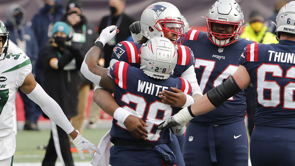 Carolina Panthers quarterback Cam Newton and New England Patriots running back James White