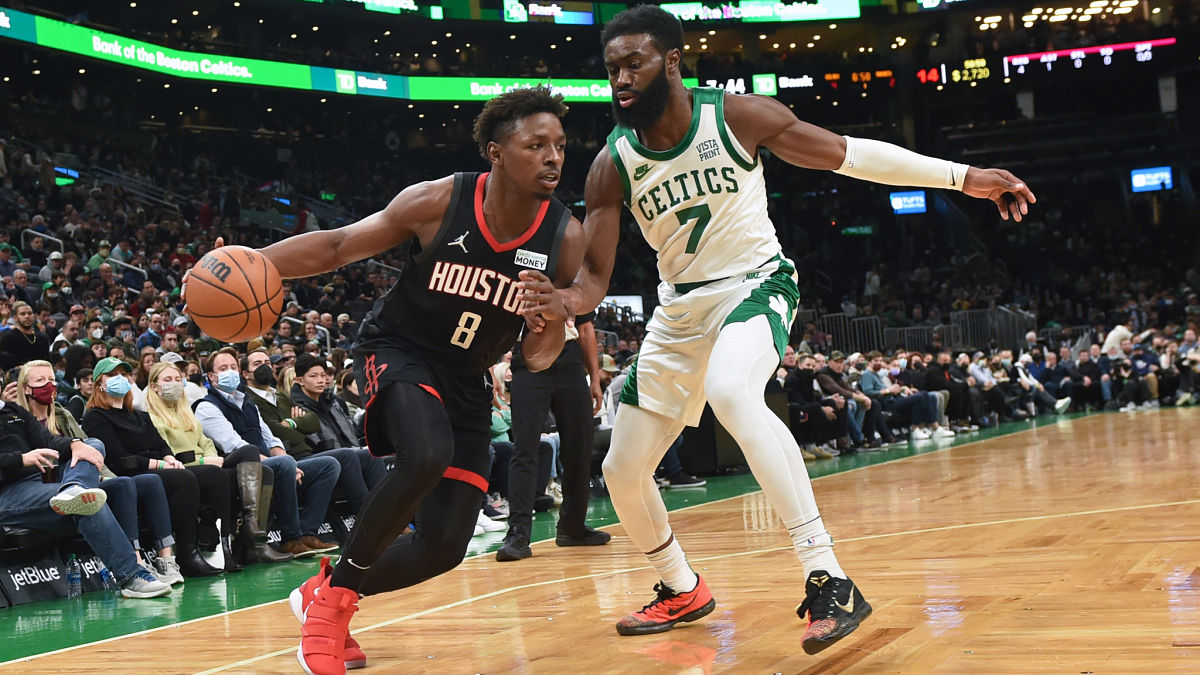 Boston Celtics guard Jaylen Brown, Houston Rockets forward Jae'Sean Tate