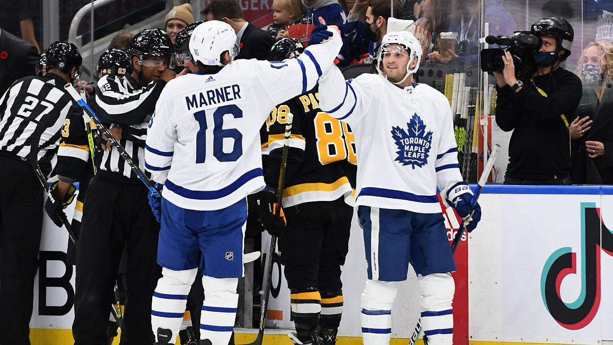 Toronto Maple Leafs forward Mitch Marner, forward Alexander Kerfoot