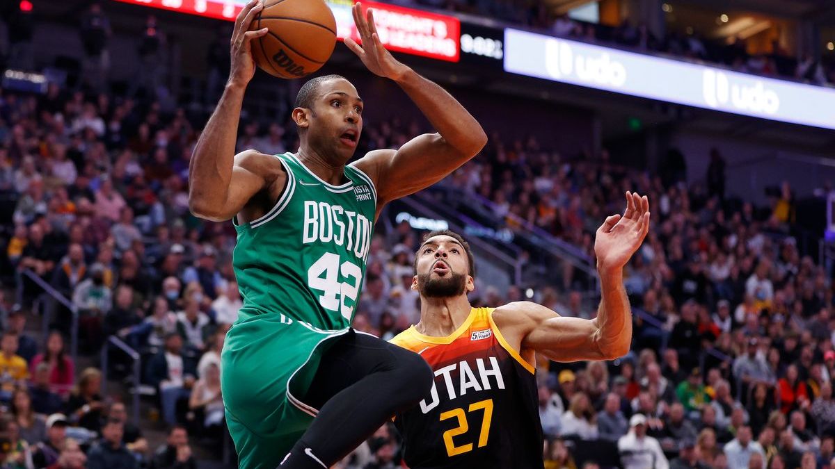 Boston Celtics' center Al Horford, Utah Jazz center Rudy Gobert