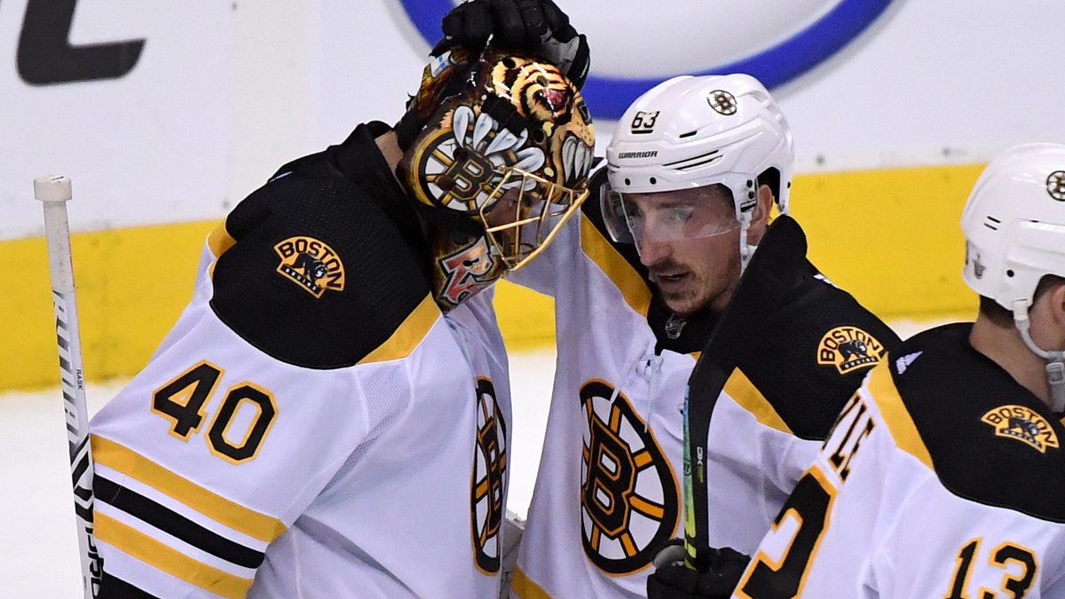 Boston Bruins winger Brad Marchand, goalie Tuukka Rask