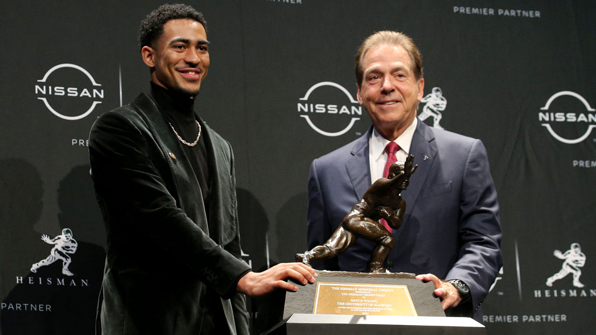 Alabama quarterback Bryce Young and head coach Nick Saban