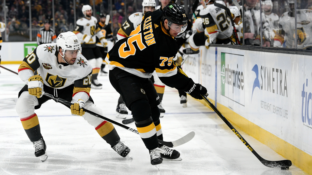 Boston Bruins defenseman Connor CLifton, Vegas Golden Knights center Chandler Stephenson