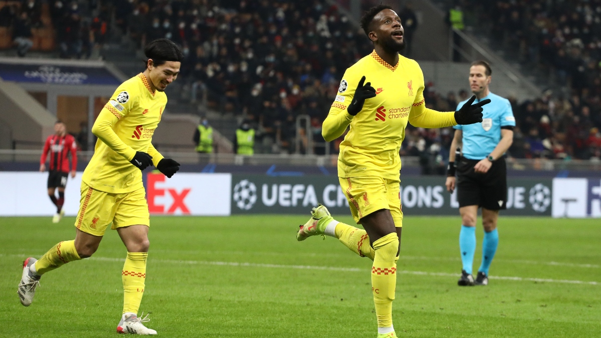 Liverpool forwards Takumi Minamino (left) and Divock Origi
