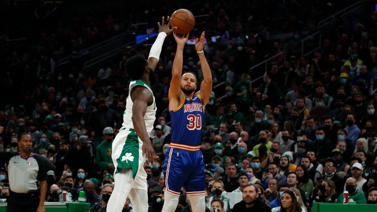 Boston Celtics wing Jaylen Brown, Golden State Warriors guard Stephen Curry