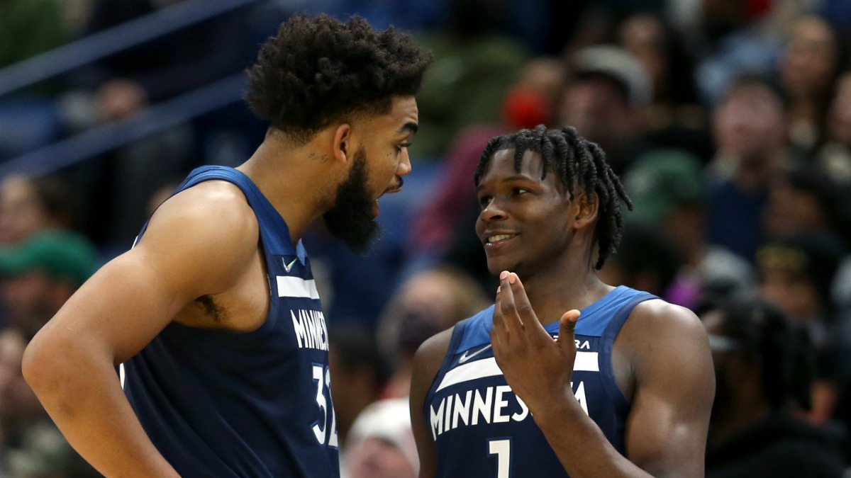 Minnesota Timberwolves center Karl-Anthony Towns, wing Anthony Edwards