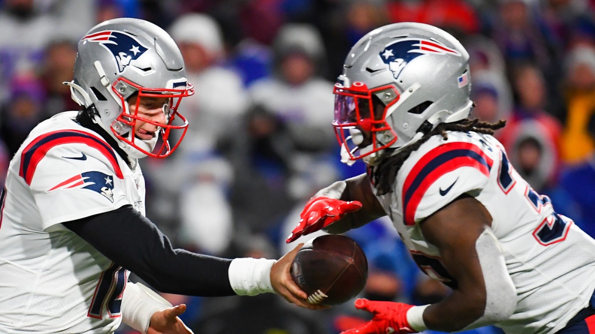 New England Patriots quarterback Mac Jones, running back Rhamondre Stevenson