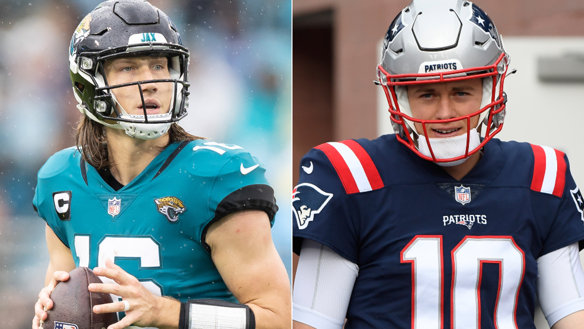 Jacksonville Jaguars quarterback Trevor Lawrence, New England Patriots quarterback Mac Jones