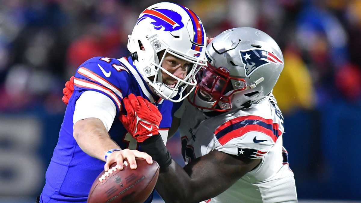 Buffalo Bills quarterback Josh Allen and New England Patriots linebacker Ja'Whaun Bentley