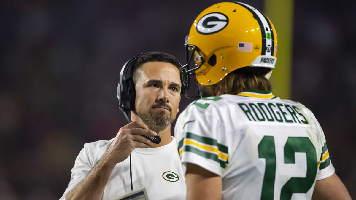 Green Bay Packers head coach Matt LaFleur and quarterback Aaron Rodgers