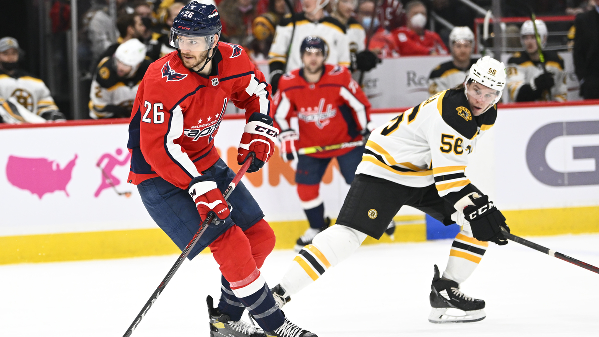 Boston Bruins center Erik Haula, Washington Capitals forward Nic Dowd