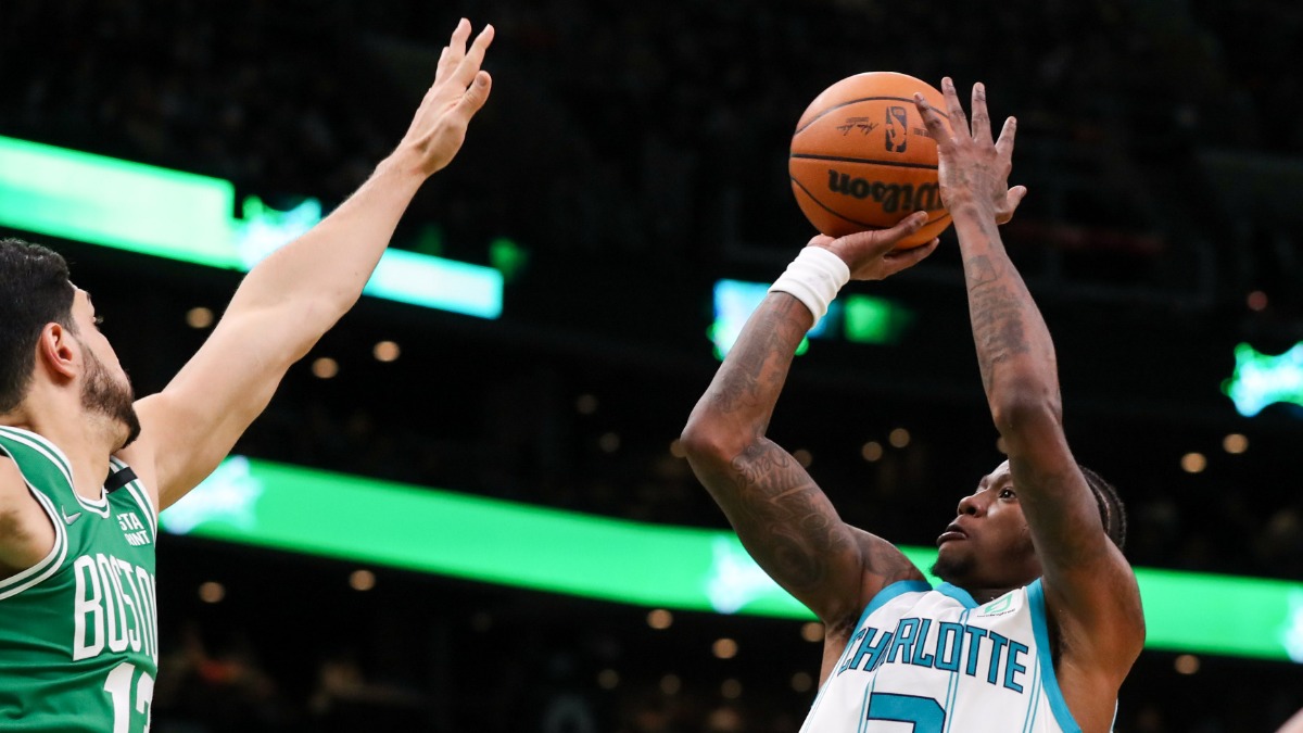 Charlotte Hornets guard Terry Rozier, Boston Celtics forward Jayson Tatum