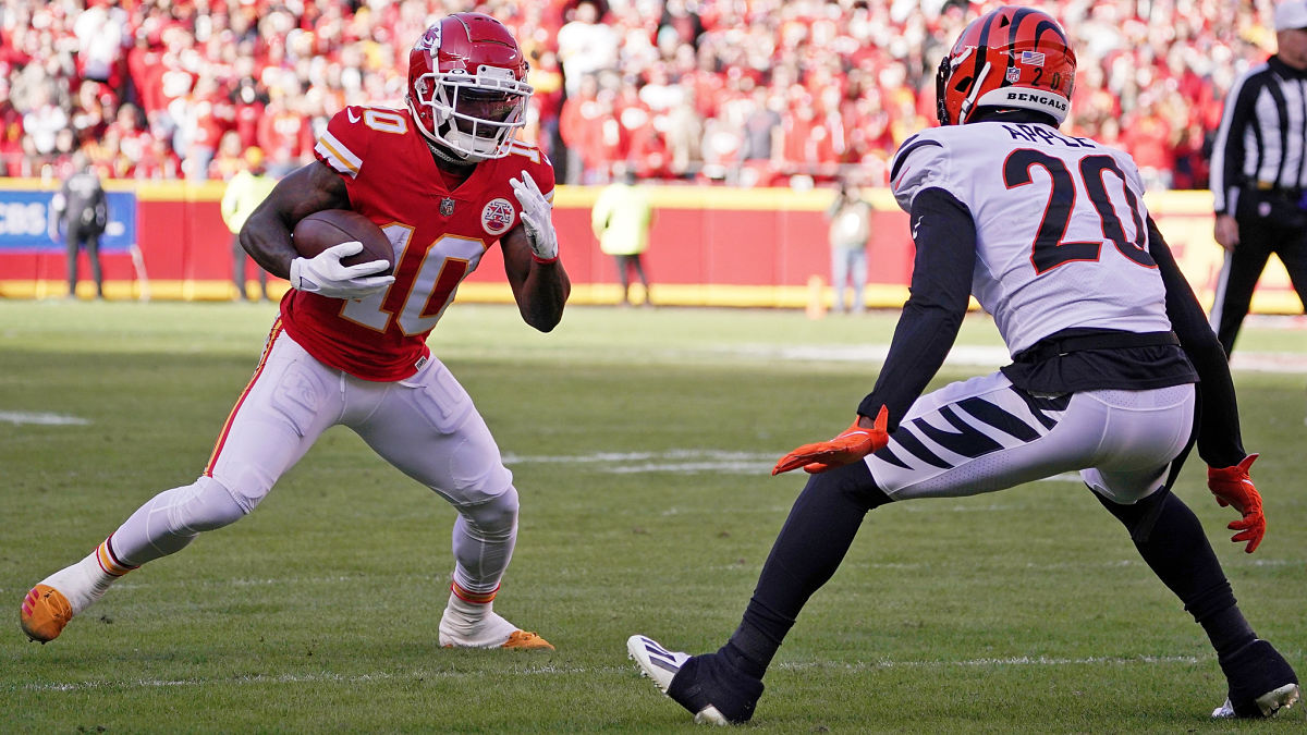 Kansas City Chiefs wide receiver Tyreek Hill and Cincinnati Bengals cornerback Eli Apple