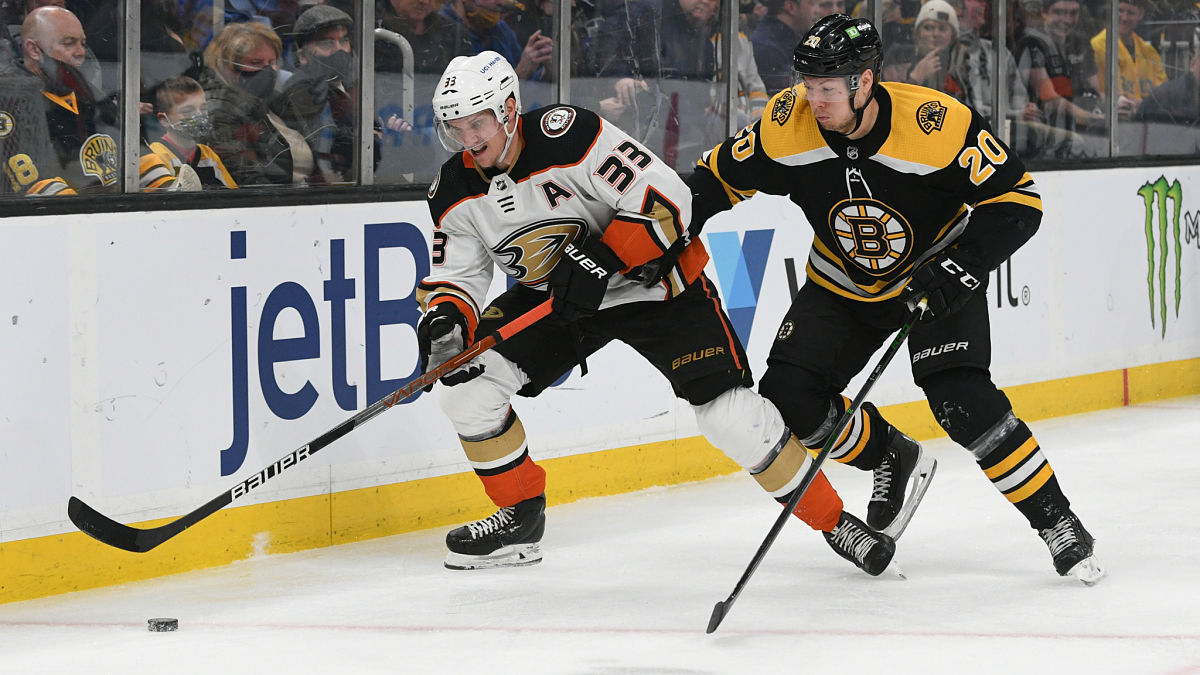 Anaheim Ducks right wing Jakob Silfverberg, Boston Bruins center Curtis Lazar