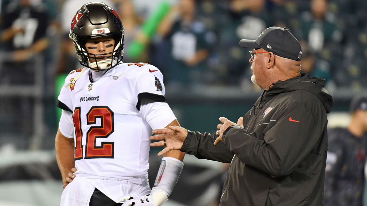Tampa Bay Buccaneers quarterback Tom Brady and head coach Bruce Arians