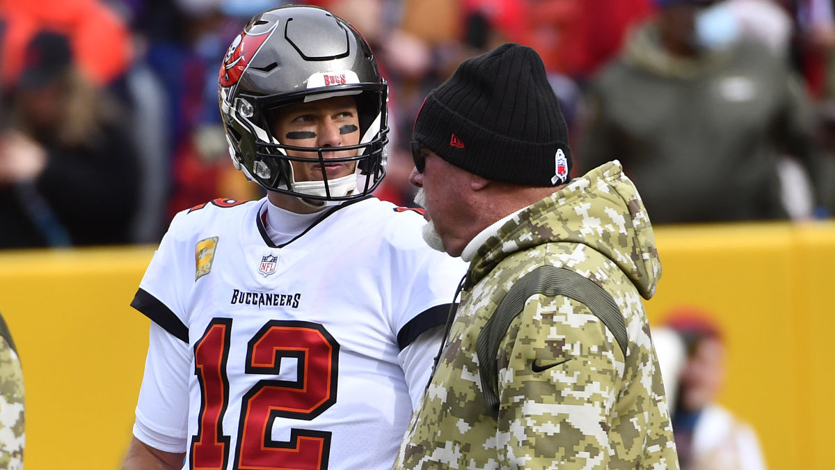 Tampa Bay Buccaneers quarterback Tom Brady and head coach Bruce Arians
