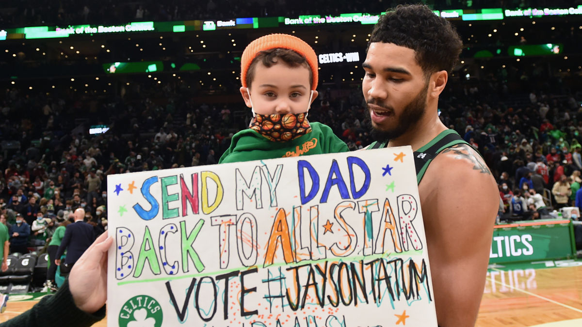Boston Celtics forward Jayson Tatum and his son Deuce