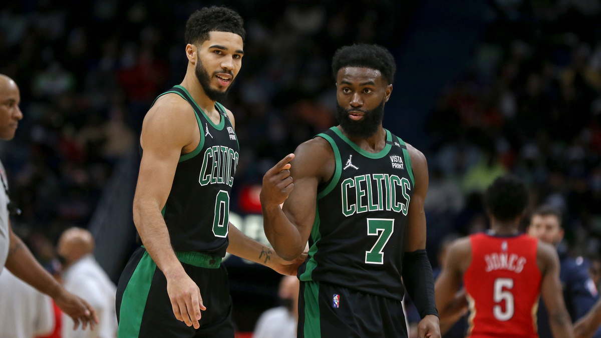 Boston Celtics forward Jayson Tatum, guard Jaylen Brown