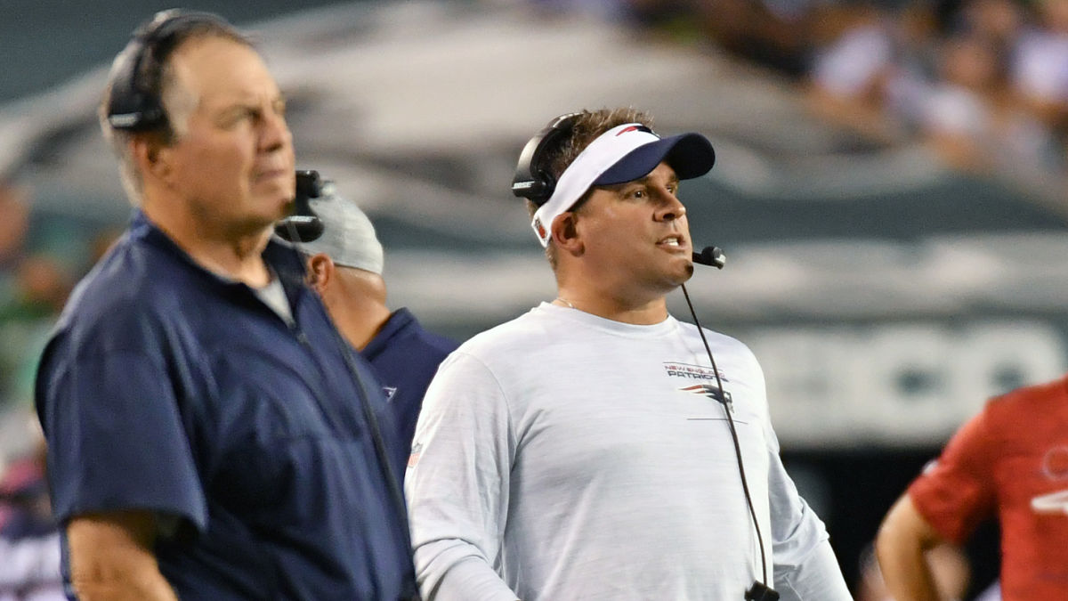 Las Vegas Raiders head coach Josh McDaniels, New England Patriots head coach Bill Belichick