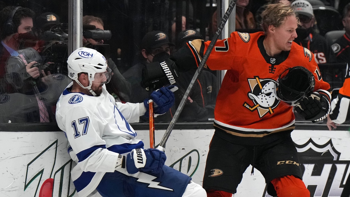 Tampa Bay Lightning left wing Alex Killorn (17) and Boston Bruins defenseman Hampus Lindholm (47)