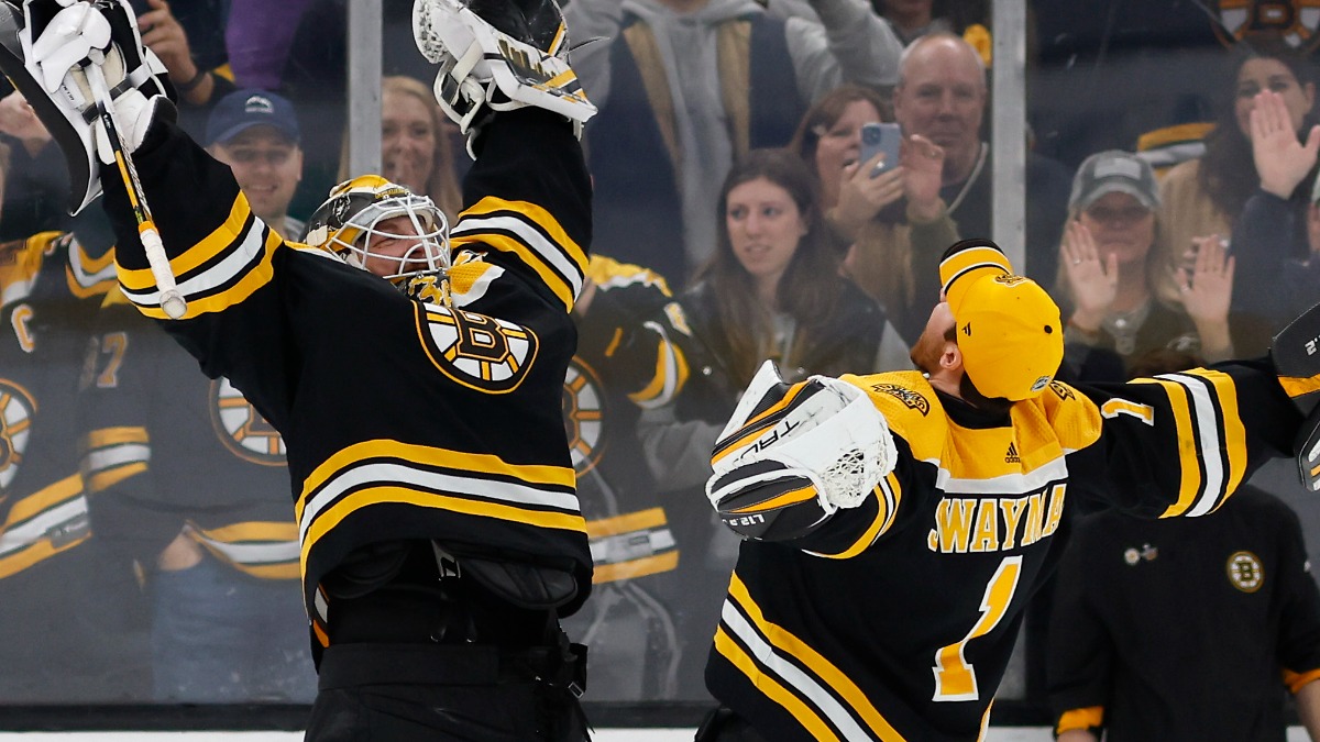 Boston Bruins goalies Linus Ullmark and Jeremy Swayman