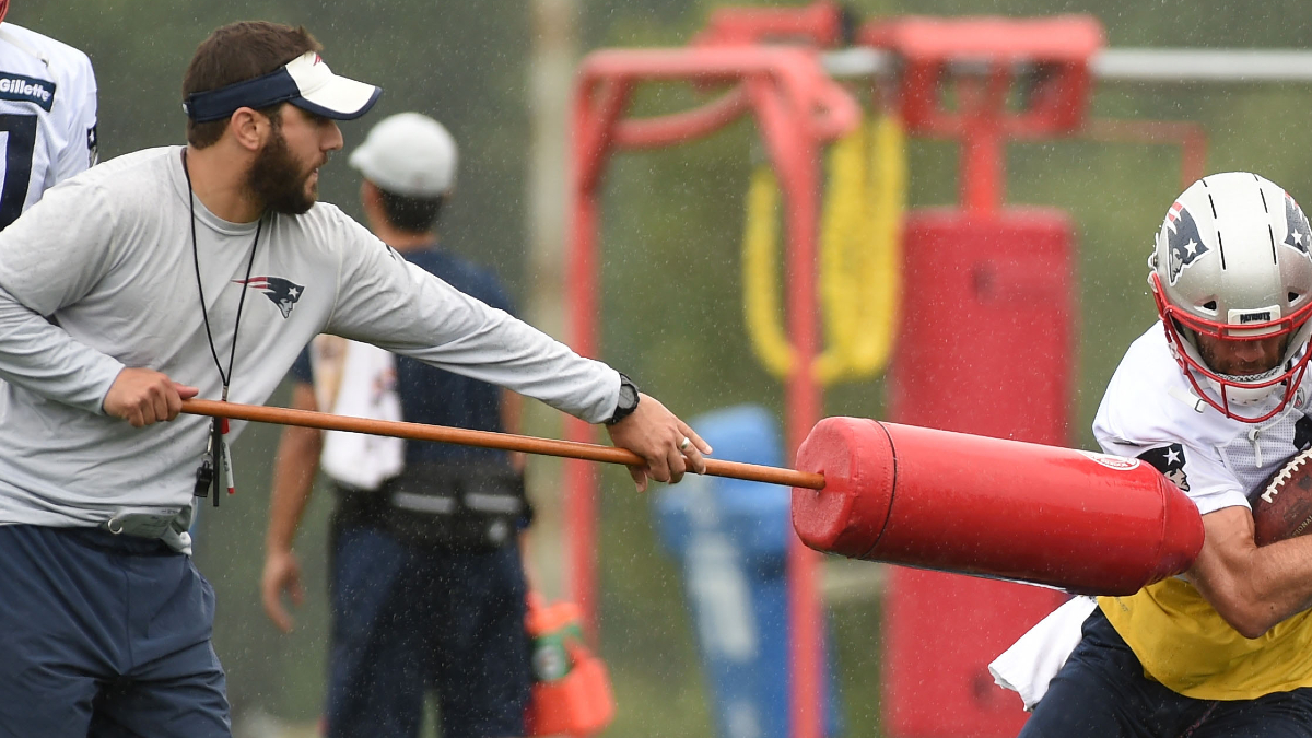 New England Patriots tight ends coach Nick Caley