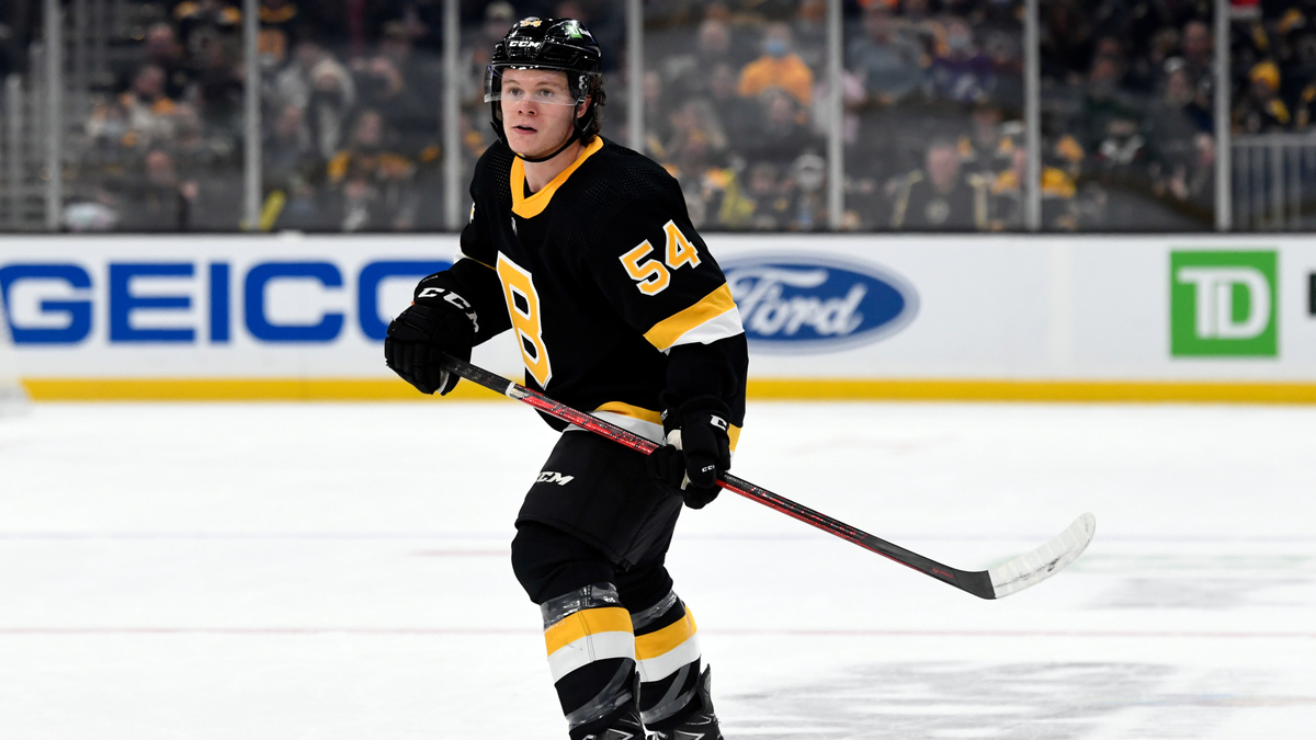 Boston Bruins defenseman Jack Ahcan