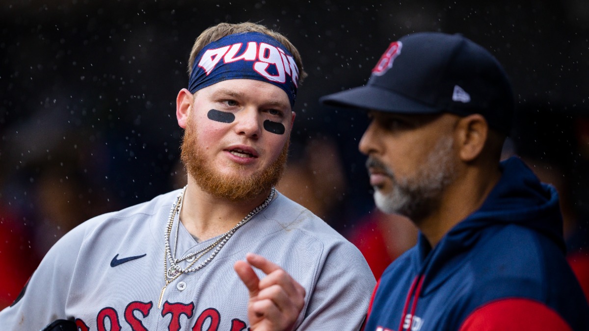 Boston Red Sox outfielder Alex Verdugo, manager Alex Cora