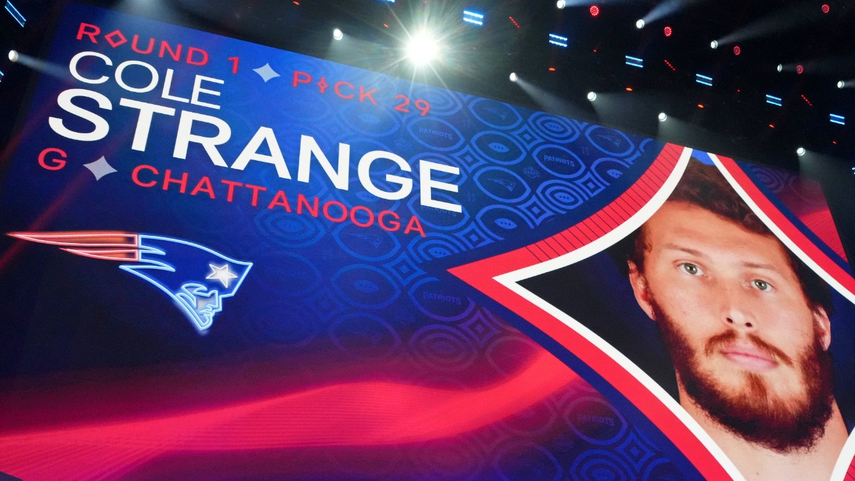 New England Patriots offensive lineman Cole Strange