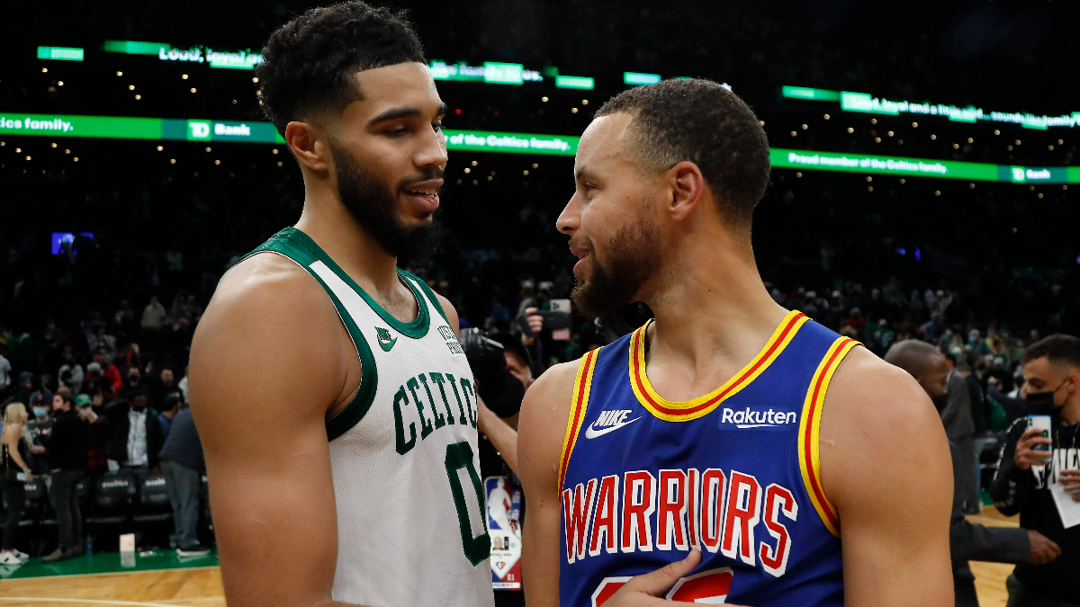 Boston Celtics forward Jayson Tatum and Golden State Warriors guard Stephen Curry