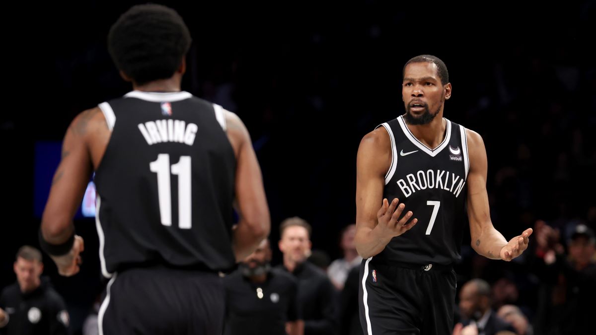 Brooklyn Nets forward Kevin Durant and guard Kyrie Irving