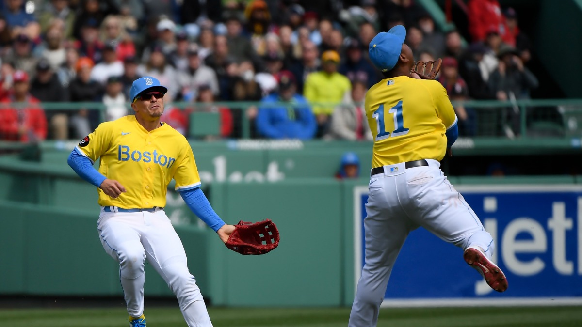 Boston Red Sox third baseman Rafael Devers, Enrique Hernandez