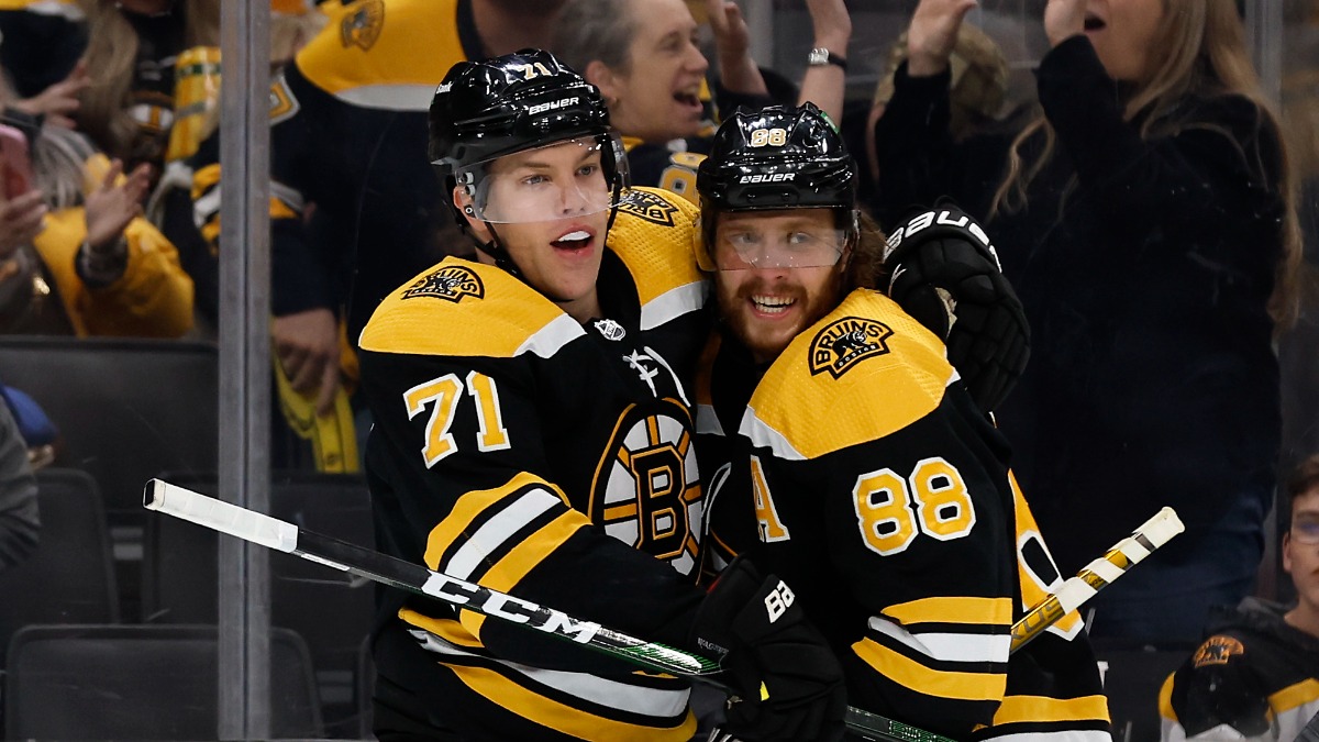 Boston Bruins forwards Taylor Hall and David Pastrnak