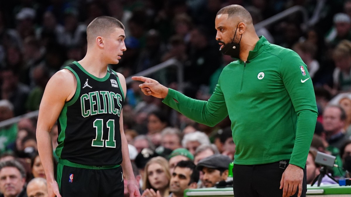 Boston Celtics guard Payton Pitchard, head coach Ime Udoka
