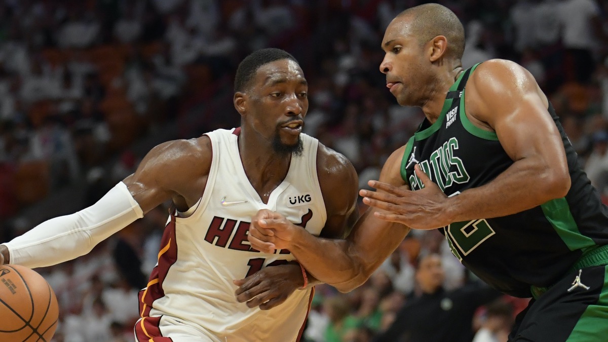 Miami Heat center Bam Adebayo, Boston Celtics center Al Horford