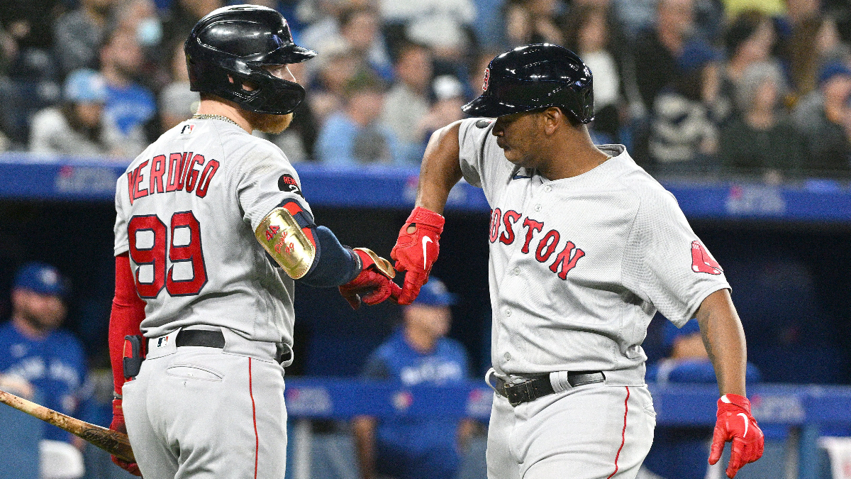 Boston Red Sox outfielder Alex Verdugo and third baseman Rafael Devers